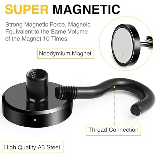 Magnetic Hooks 8pcs 50lbs Cruise Essentials 2026 Magnet Hook Black