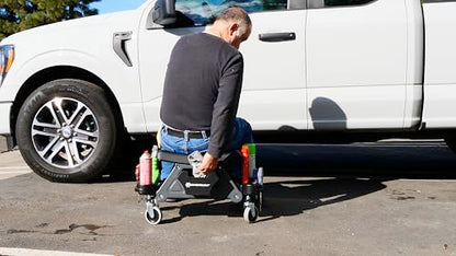 Heavy Duty Utility Rolling Seat Upgraded with Padding (Foam Cushion)