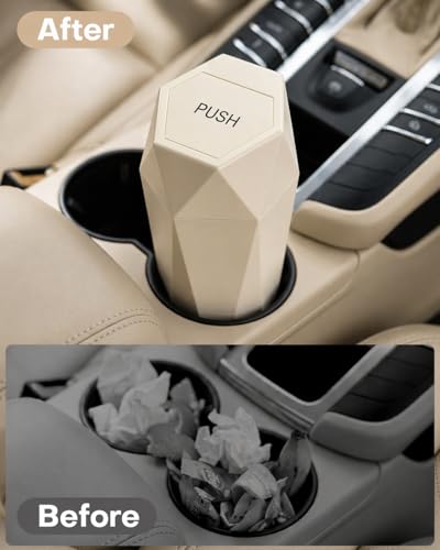 Car Trash Can with Lid (Beige)