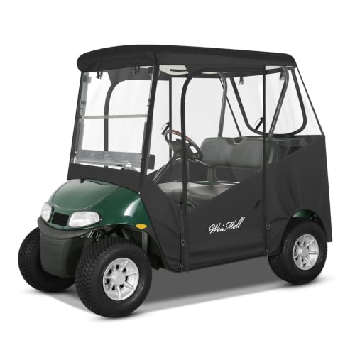 Golf Cart Enclosure 2 Passenger Rain Cover for EZGO TXT & RXV (New Version Cover for EZGO TXT RXV 2 Passenger / Black)