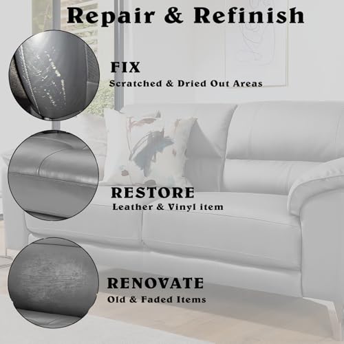 Gray Leather Recoloring Balm Vinyl Auto Dash Board Car Seats Interior Paint Furniture Dye Color Restorer Shoes Sofa Gloves Jacket Purse Bag Couch Stain Remover Fade Scratches Wear Out Repair (Gray)
