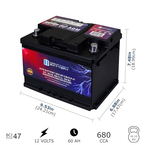 MM H5 Start and Stop Car BCI Group Size 47 12V 60 AH (Group 47)