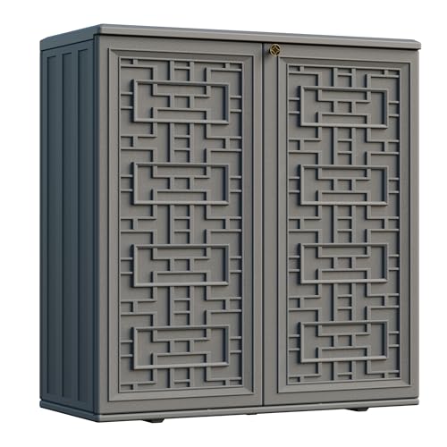 Indoor Outdoor Storage Cabinet Waterproof with Shelf (Gray)