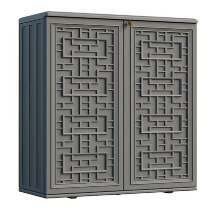Indoor Outdoor Storage Cabinet Waterproof with Shelf (Gray)