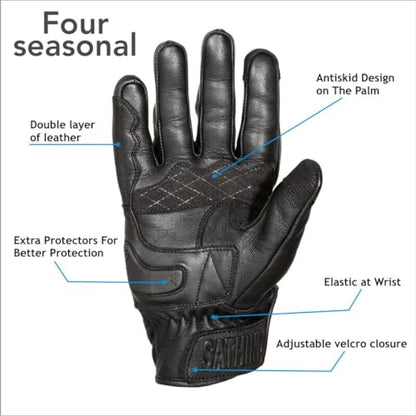 Leather Motorcycle Gloves for Men and Women (X-Large / Un-Perforated)