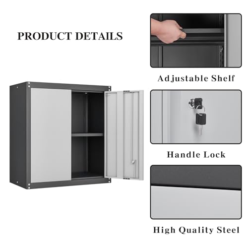 Lockable Storage Cabinet (28"H / Black & Grey)