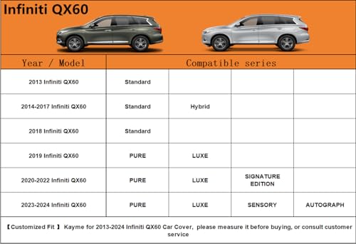 6 Layers SUV Car Cover Custom Fit for Infiniti QX60（2013 (LM-Silver / Custom Fit Infiniti QX60)