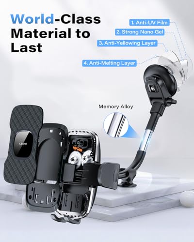 Solid Car Truck Phone Mount Holder with Thick Gooseneck Long Arm (Adjustable 8-Inch Gooseneck)