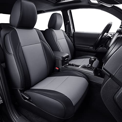 2 Front Tacoma Seat Covers Custom Fit 2016 ((2016-2023) Front Only / Black & Gray)