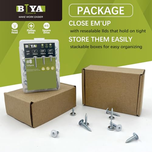 White Wood Screws 120pcs #8 Self Tapping Cabinet 3 Size 1 (White / 120 SCREW COUNT)