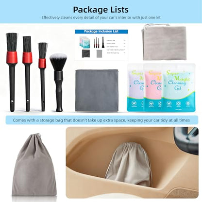 9Pcs Car Cleaning Kit for Dashes Air Vents Keyboards Electronics (9 Piece set)