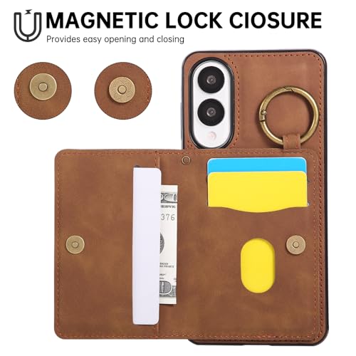 Compatible with Samsung Galaxy S25 Edge Wallet Case Screen Protector Crossbody Shoulder Strap Ring Buckle Stand Card Holder Magnetic Car Mount Phone Cover for S25Edge 25S S 25 25Edge Women Men Brown (Brown / for S25 edge)