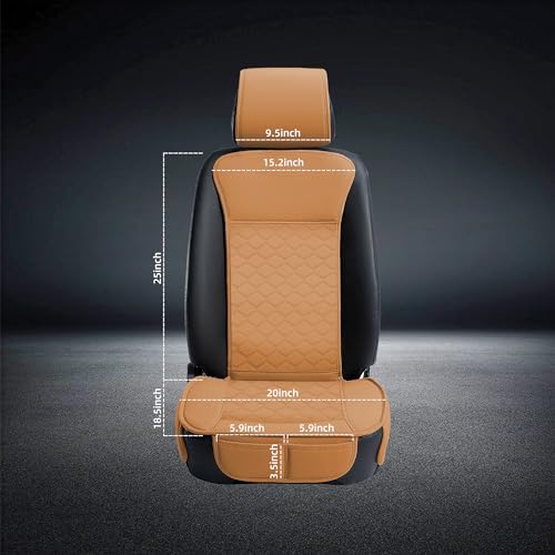 Leather Car Seat Covers Front 2PC Waterproof Universal Cognac (Cognac)
