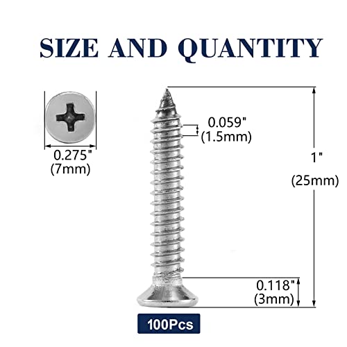7 x 1 Wood Screw 100Pcs 18 (#7 x 1")