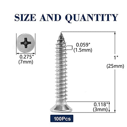 7 x 1 Wood Screw 100Pcs 18 (#7 x 1")