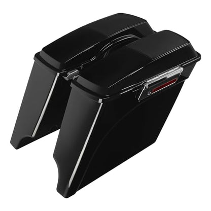 Motorcycle Saddlebags 5" Stretched Extended Hard Saddle Bags W (Stretched W/ Chrome Latches / 5" Extended)