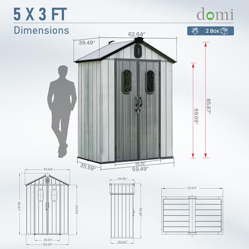 Domi 5x3 FT Resin Outdoor Storage Shed (5x3FT)