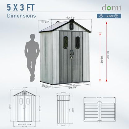 Domi 5x3 FT Resin Outdoor Storage Shed (5x3FT)