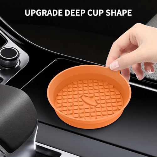 Car Cup Holder Coasters [4 Pack] Silicone Cups Mats (4pack-orange)