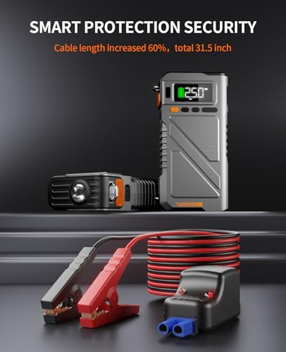 Portable Car Jump Starter with Air Compressor (Gray-7IN1)