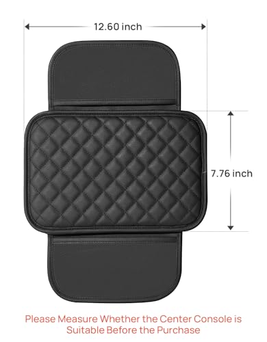Center Console Cover with Storage Bag for SUV Sedan Car (Black / 12.6" x 7.75" x 0.66")