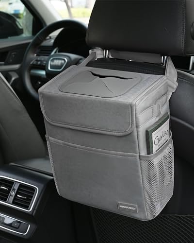 Cute Car Trash Can with Lid (Gray Leopard / 2 Gallons)