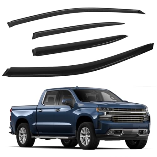 4 PCS Window Visors Deflectors Fit for 2019 (For 2019-2025 Silverado/Sierra Crew Cab)