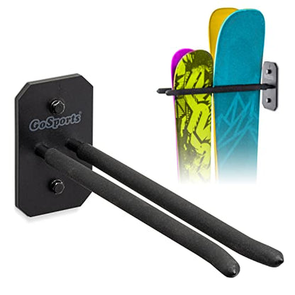 Wall Mounted Ski and Snowboard Storage Rack (2 Skis / Black)