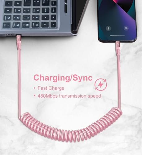 USB C to Lightning Cable 3FT for Car (3FT / Usb C to Lightning / Pink)
