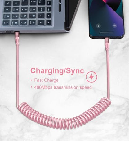USB C to Lightning Cable 3FT for Car (3FT / Usb C to Lightning / Pink)