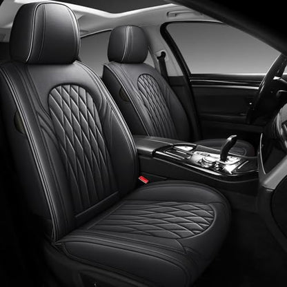 Nappa Faux Leather Car Seat Covers Full Set (Black / Front Pair)