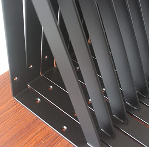 4 Pack L10 x H 8" Black Heavy Duty Shelf Brackets with Screws Metal Shelf Brackets Shelf Support Angle Brackets for Shelves L Brackets Heavy Duty Floating Shelf (4 Pack-Black / 10''x8'')