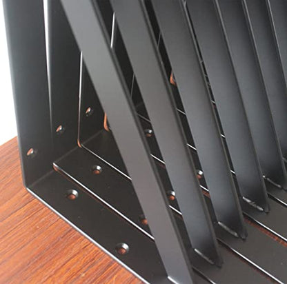 4 Pack L10 x H 8" Black Heavy Duty Shelf Brackets with Screws Metal Shelf Brackets Shelf Support Angle Brackets for Shelves L Brackets Heavy Duty Floating Shelf (4 Pack-Black / 10''x8'')