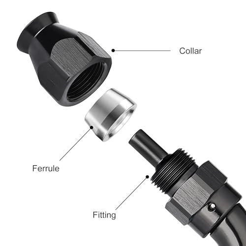 4AN 45 Degree PTFE One Piece Full Flow End Hose Fitting Aluminum Black (4AN / 45 Degree)