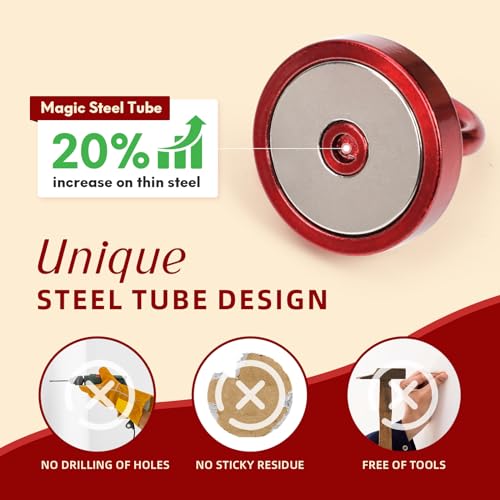 Magnetic Hooks Steel Tube Design for Cruise (Red / 130lb Magnetic Hooks)