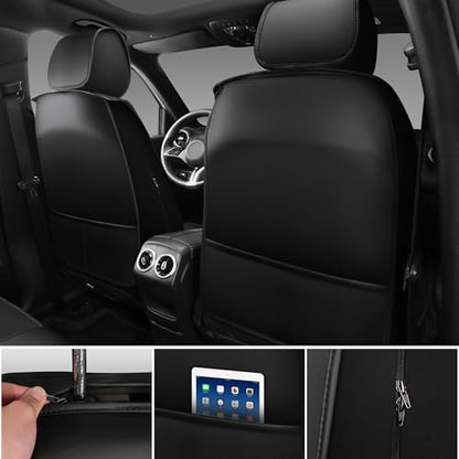 Nappa Leather Car Seat Covers Full Set (Black 5 Seats / Full Set)