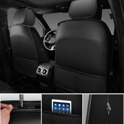 Nappa Leather Car Seat Covers Full Set (Black gray / Full Set)