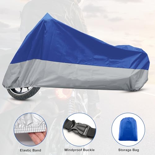 Motorcycle Cover for Harley Davidson Fits Up to 96.46" XL (Blue / XL)