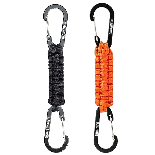 1 Black 1 Orange Paracord Keychain Hooks Carabiner Clips (1 Black 1 Orange)