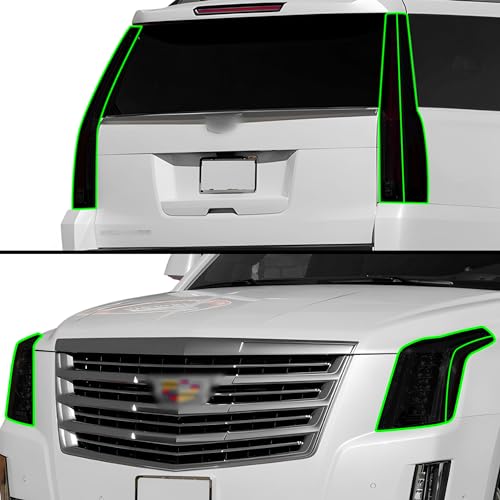 Full Headlight Taillight Tint Kit Fits Cadillac Escalade (FULL KIT / Dark Smoke)
