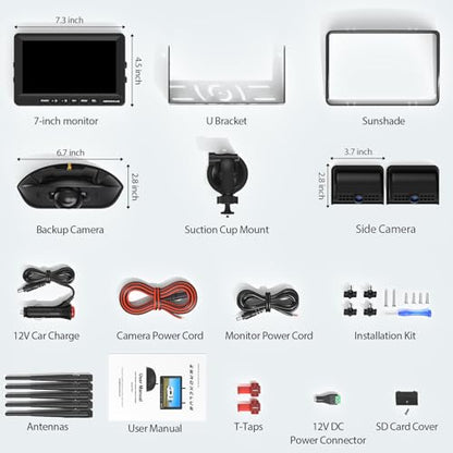 3 Camera Wireless RV Backup Camera System with 7 (7 '' -3 CAM)
