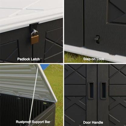 Larger Outdoor Storage Shed Weather Resistance (48 Cu.ft Black Shed-03C)