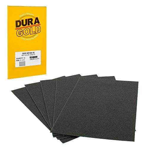 5-1/2" x 9" Wet or Dry Sandpaper Sheets, 120 Grit, Box of 15 (120-Grit)