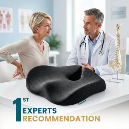 Pressure Relief Seat Cushion for Tailbone Pain (Black & Dark Gray)