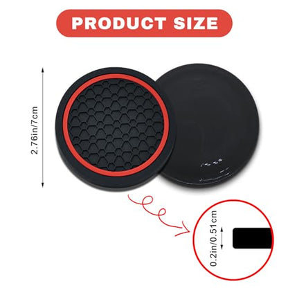 4PCS Car Cup Holder Coasters (Black/Red)