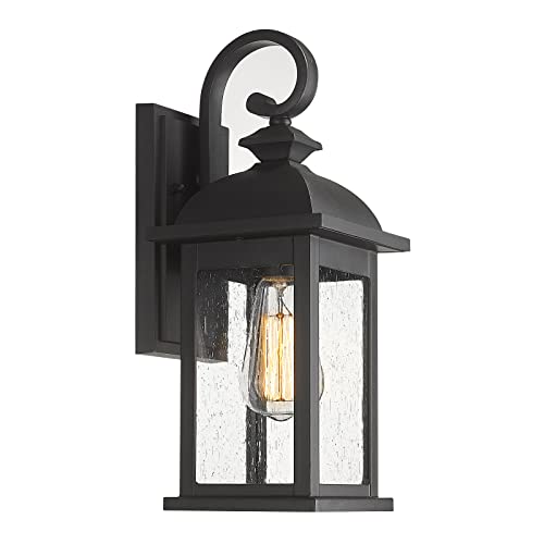 Outdoor Wall Sconce (Matte Black, Seeded Glass / 15", Single Unit)