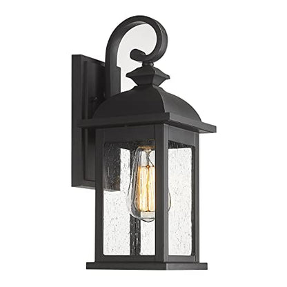 Outdoor Wall Sconce (Matte Black, Seeded Glass / 15", Single Unit)