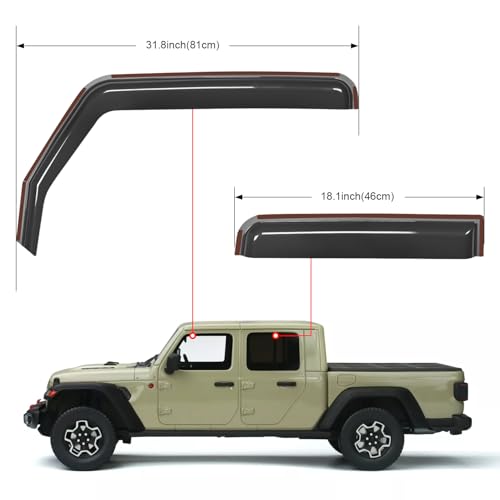 in Channel Rain Guards for Jeep Gladiator 2020 2021 2022 2023 2024 2025 2026 Side Window Deflectors (Gladiator 2020-2026)