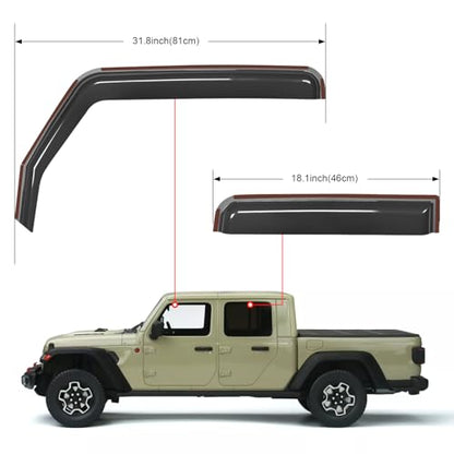 in Channel Rain Guards for Jeep Gladiator 2020 2021 2022 2023 2024 2025 2026 Side Window Deflectors (Gladiator 2020-2026)