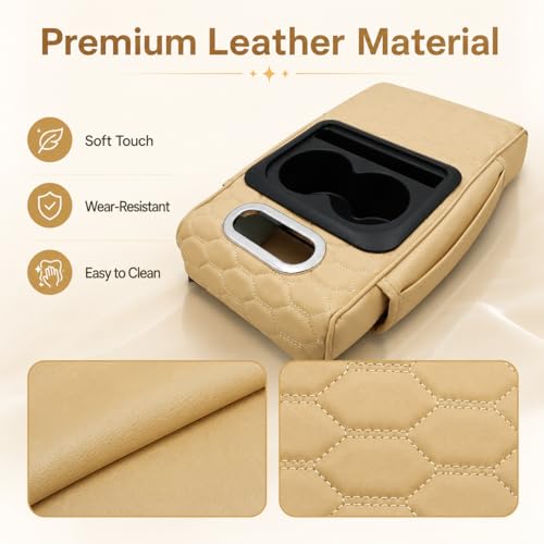 Beige Car Center Console Armrest Pillow (Beige Tan)